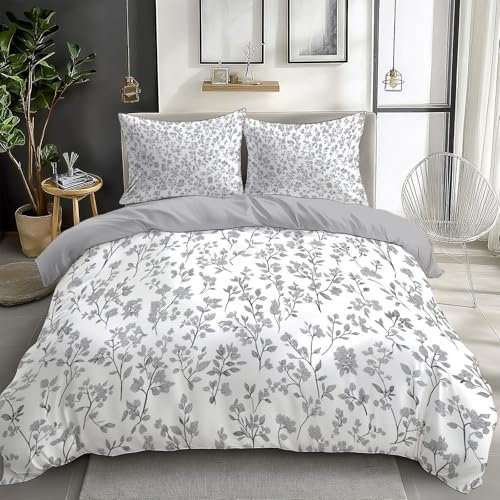 Ensemble de Literie pour Fleurs Botaniques Housse de Couette 200 x 200 cm, Imprimé Literie pour Enfants Parure de Lit Vignes de Fleurs Sauvages Végétales pour Filles Garçons Décoration de Chambre