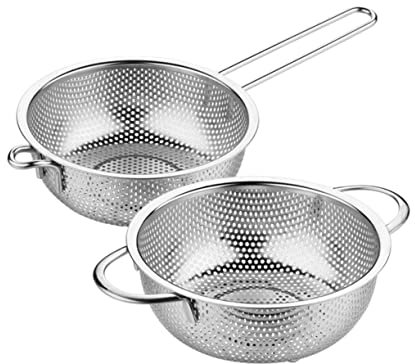 CAXUSD Colino in Acciaio Manico Per Lavaggio Frutta Scolapasta Per e Pasta Filtro Per Cucina