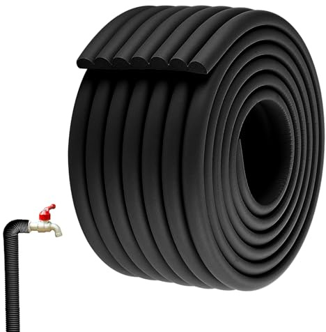 16.4 Ft x 3.2 Inch Pipe Insulation Wrap, Outdoor Pipe Insulation Foam, Self-Adhesive Pipe Insulation Lagging Wrap for Winter Freeze Protection Insulation Wrap for Cold Hot Water Pipes (Black)