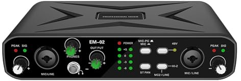 Xiuganpo Externt USB-ljudkort, 32bit 384KHZ Högupplöst Ljudgränssnitt med Mikrofonförförstärkare och 48V Phantom Power, för Livestreaming Av Spelinspelningsinstrument