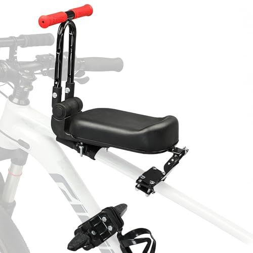 Asiento de Bicicleta para Bicicleta de Montaña,Silla de Bicicleta Delantera con Reposapiés y Asa para Niños, Ultraligero, Portátil, Plegable, Sin Montaje Herramientas