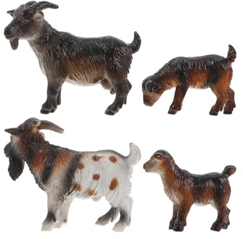 WEKAMOS Juego de 4 Figuras Realistas de Cabras Familiares, Modelos de Animales de Granja, Juguetes Interactivos Educativos y Colección Decorativa para Juego Creativo