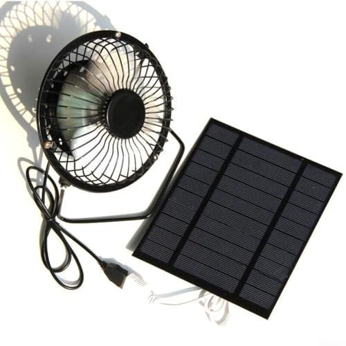 USB bärbar solfläkt med 5 W solpaneldriven 5 V kylfläkt för utomhusventilation i växthus, camping, husbil och husdjurshus