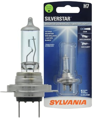SYLVANIA - H7 SilverStar - High Performance Halogen Headlight Bulb, High Beam, Low Beam and Fog Replacement Bulb, Brighter Downroad with Whiter Light (Contains 1 Bulb)