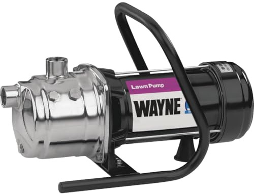 WAYNE PLS100-1 HP Portable Stainless Steel Lawn Sprinkling Water Pump - Up to 850 Gallons Per Hour - Heavy Duty Outdoor Pump for Sprinkler Systems
