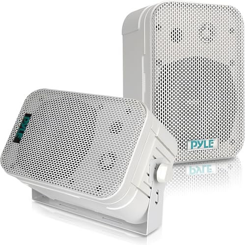 Pyle Outdoor Lautsprecher Bluetooth, Außenlautsprecher, 200W- Aussenlautsprecher Wasserfest, 2er Set- Outdoor Musikbox, Wandlautsprecher Bluetooth, Musikanlage- für Pool,Terasse, Garten/Innenbereich