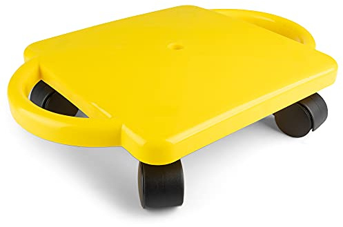Champion Sports Standard Scooter Board with Handles, Assorted Colors (Yellow or Blue), 12 Inches