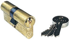 Vachette - Cilindro de bloqueo mecánico para puerta, doble entrada, 30 x 90 mm, mecanismo de 5 pasadores seguros, 3 llaves, instalación fácil, garantía de 2 años, acabado latón