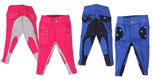 netproshop Niedliche Qualitäts Baumwoll Reithose für Baby Kleinkinder Gr. 56-104, Kindergroesse:92, Farbe:Pink/Grau