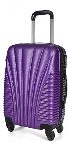 SA Products Cabin Suitcase - Hardshell Airline-Approved Luggage Bag for Travel - Cabin Bag with Inner Pockets, Extendable Top Handle, Side Handle, 4 Spinner Wheels, Lock - 55x22x38cm, 35L, Purple