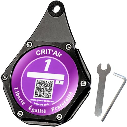 Porta vignetta Assicurazione Moto, Custodia porta vignetta Crit Air o Assicurazione Impermeabile, Accessorio Moto ✯ Marca francese UGOZEN✯ Esagonale Nero per Moto/Quad/Scooter + queste 2 chiavi di