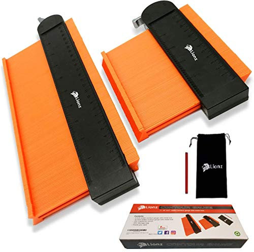 Lionz Contour Gauge Profile Tool with Lock- 2 Wide Pieces - 10 and 5 Super Gauge Shape and Outline Tool for Copying Angles and Odd Shapes. Gifts for Men, Handyman, DIY, Woodwork, andConstruction.