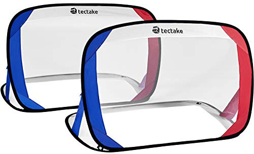 tectake 800784 Lot de 2 Buts de Football Pop-Up Mini Cage de Foot Pliable Résistante aux Intempéries Sac de Transport – Diverses Couleurs