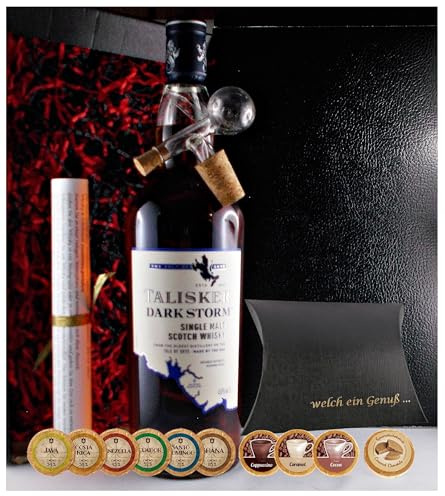 Geschenk Talisker Dark Storm Single Malt Whisky + Glaskugelportionierer + Edelschokoladen