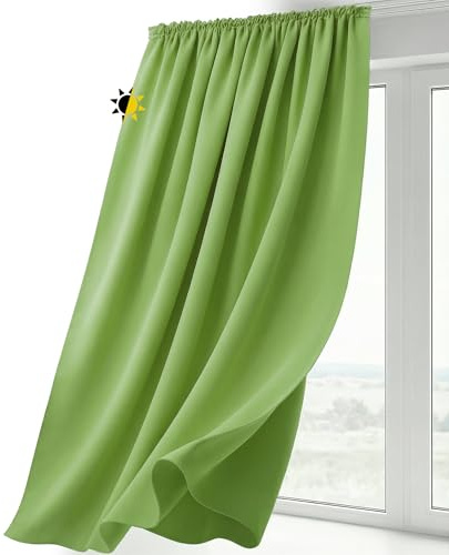 BEAUTEX Verdunkelungsgardine mit Kräuselband U-Band, Blackout Vorhang Blickdicht abdunkelnd, Größe und Farbe wählbar (Breite: 300 cm, Höhe: 245 cm, Apfelgrün)