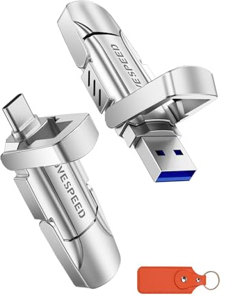 MOVE SPEED 1TB Solid State Flash Drive 570MB/s High Speed USB Drive with Type C + USB 3.2 Drive Dual Port, Thumb Drive Compatible with iPhone 15, 16,17 Series/Android/Phone/MacBook/Audio/Smart TV