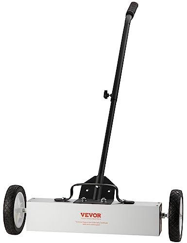 VEVOR Barredora Magnética Rodante 20,4 kg Escoba Magnética con Mango Telescópico 77-113 cm Barredora Magnética de Empuje 745 mm con Ruedas Imán con Mango Telescópico Limpieza Fácil de Taller Garaje