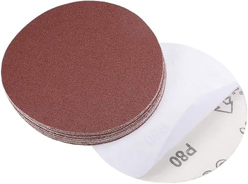 TA-VIGOR 15 Stück 125 mm PSA-Schleifscheiben, Körnung 80, 12,7 cm, ohne Loch, Klett-Schleifscheiben, Aluminiumoxid-Schleifpapier, selbstklebende Schleifscheiben zum Schleifen von Holz, Farbe,