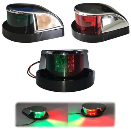LNGJIN Luci di Navigazione LED per Barche - Luci di Via e Segnalazione Verdi e Rosse per Yacht