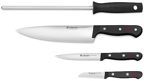WÜSTHOF Gourmet 4-piece Knife Set, Black and Silver
