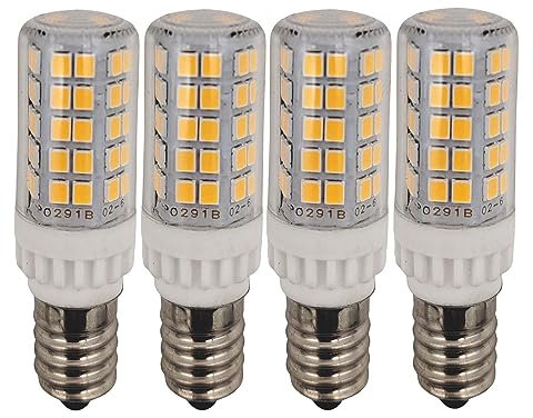 QLEE Led E14 Lampadina a microonde 5W Lampada da Apparecchio Frigorifero Macchina da cucire Luce 60 Watt Lampadina a incandescenza Alogena da soffitto Illuminazione Bianco caldo 4 PZ