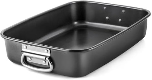 Space Home - Teglia per Forno Rettangolare in Acciaio - Lasagnera - Rostiera Rettangolare in Acciaio al Carbonio - Stampo per Forno - Teglia per Focaccia, Lasagne, Biscotti - 40 cm