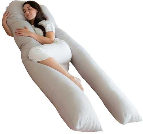 Bedding Home Grey 9ft U Shaped Pregnancy Pillow | Cuddle Cushion Maternity Pillow For Pregnant Women | Full Body Support Long Pillows for Sleeping (9ft Pillow, Grey)