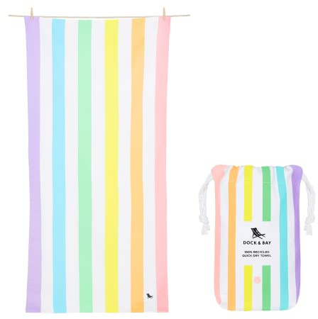 Dock & Bay Strandhandtuch - Schnell trocknende Mikrofaser, ohne Sand - Kompakt, Leicht - 100% recycelt - Inklusive Beutel - Summer - Unicorn Waves, Double Extra Large (180x200cm, 70x78)
