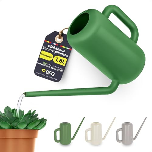 BFG Arrosoir pour Plantes d'Intérieur - 1,8 l - Arrosoir en Plastique Recyclé - Petit Arrosoir avec Long Bec pour Un Arrosage Facile - Vert