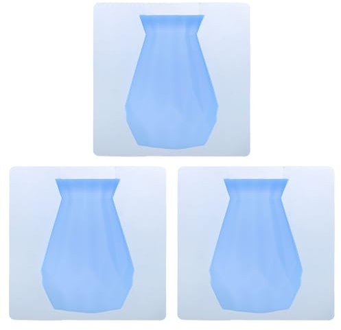 PATIKIL Jarrón Mágico de Silicona, 3 Piezas Jarrones Decorativos de Silicona Desmontables para Pared, para Decoración de Hogar y Fiestas, Color Azul