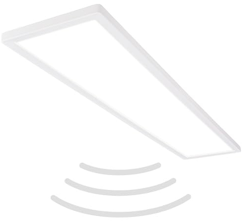 BRILONER - LED Deckenlampe mit Bewegungsmelder, 98x20x3cm, flach, IP44 Spritzwasserschutz, Deckenleuchte, LED Panel, Badlampe, Badezimmerlampe, Küchenlampe, Feuchtraumleuchte, Weiß