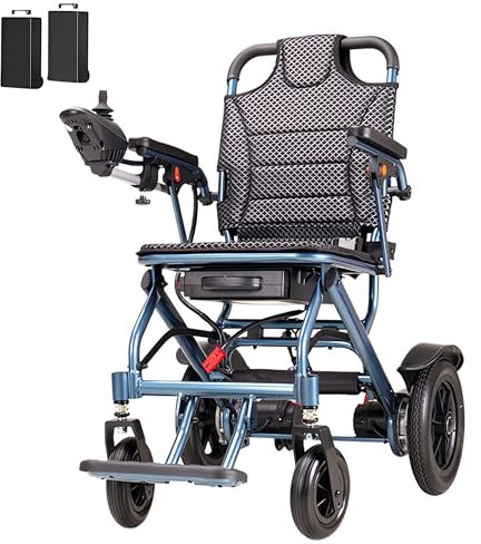 ByteTecpeak D04 Sedia a rotelle elettrica pieghevole leggera con doppia batteria – 2 batterie al litio rimovibili da 10 Ah, motore da 500 W, portata 150 kg, ideale per i viaggi