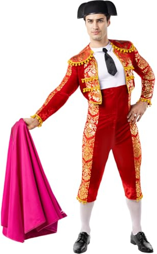 Funidelia | Disfraz de torero para hombre Profesiones, Toro, Toro, Original y Divertido - Disfraz para adultos y divertidos accesorios para Fiestas, Carnaval y Halloween - Talla L - Rojo