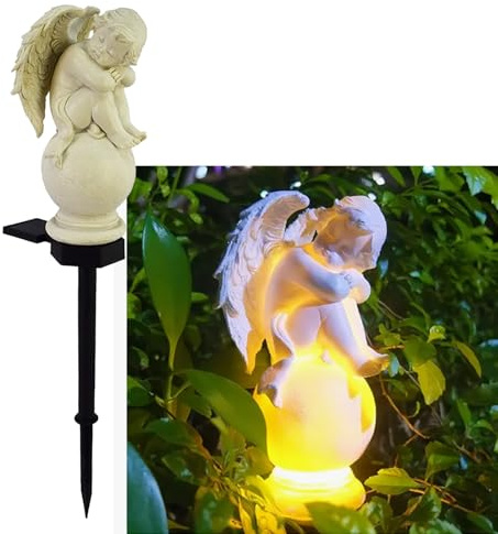 for Angel Lights Solar Stake for Garden, Decorative Stake Light Solar Angel Garden Decor, Waterproof Outdoor Figurine Lights, Angel Statues Light fit Cemetery, Grave, Lawn, Patio, Pathway