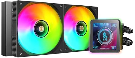 Mars Gaming ML-VISIONPRO240, Refroidissement Liquide AIO, TDP 500W, 2x Ventilateurs ARGB 120mm FDB avec Noyau en Cuivre et Aluminium, Écran LCD IPS 4” Amovible, Opti-Chamber 3e Génération, Noir