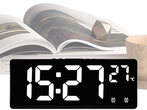 Qoukonao Bedside Clock,Voice Control Alarm Clock for Kids | Temperature Display Cool Gadgets Watch for Table Hotel Shelf Heavy Sleepers Office Bedside Dorm Nightstand Birthday Adults