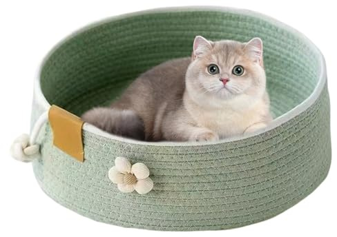 Cestino per gatti – Cestino per animali domestici in tessuto medio per un riposo accogliente, morbida casetta per interni con funzione di mobili graffianti, adatta per uso invernale ed estivo, 40 x 40