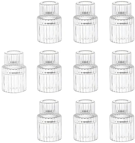 Candelador de Vidrio 10 Piezas 10 por Velas de té Transparentes para Bodas, cumpleaños, Centro de Mesa del Festival 1.4x2.8 Pulgadas