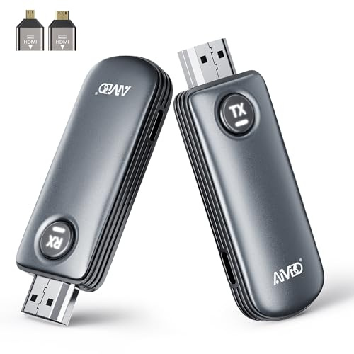 HDMI Wireless Transmitter and Receiver, 4K Decode 1080P Output Ultra Low Latency, 5.8+2.4G Portable HDMI Extender, Plug & Play, 50M HD Display Kit Streaming Video for Laptop PC to TV Projector Monitor