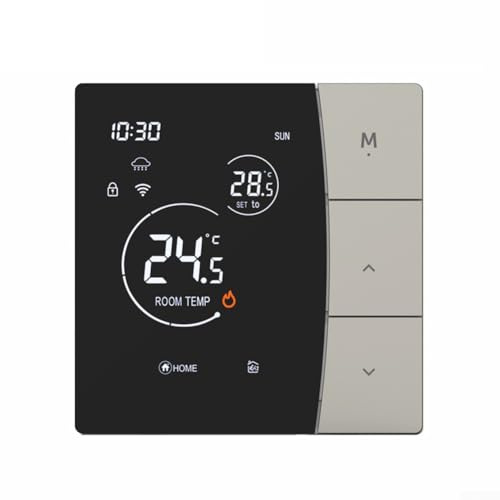 Smart termostat SDM6 knappmanövrerad, temperaturkontroll med golvvärme med digital display för energieffektiva hem (grå 16A-WIFI)