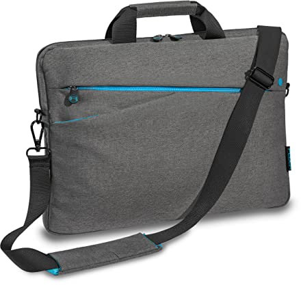Pedea - Laptoptasche *Fashion* Notebook-Tasche bis 17,3 Zoll - Laptop Umhängetasche mit Schultergurt - Laptophülle grau - Notebooktasche für Damen & Herren