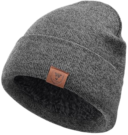 OZERO Winter Beanie Daily Hat Warm Polar Fleece Ski Stocking Skull Cap for Men and Women Gray