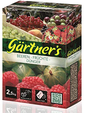 Gärtner’s NPK Dünger für Beeren und Früchte 2,5 kg I Gesundes Wachstum für Beerensträucher und Fruchtsträucher I NPK Pflanzendünger 9+4+8 I Für bis zu 40 m2