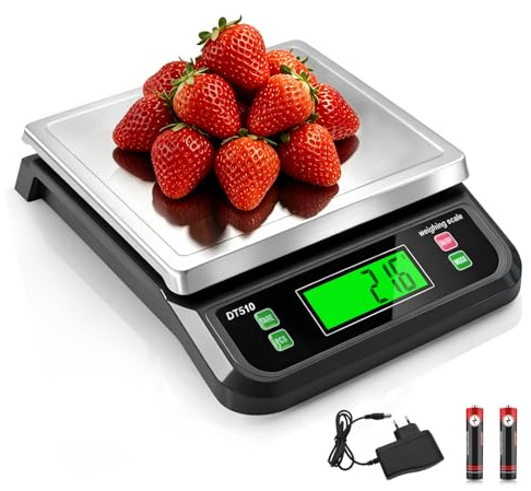LICHUXIN Báscula de Cocina Acero Inoxidable 40kg Báscula Cocina Digital con Función Tara y PCS Peso Cocina con Pantalla LCD y 6 unidades g,kg,lb,oz,ct,tl Balanza de Alimentos Para Alimentos Repostería