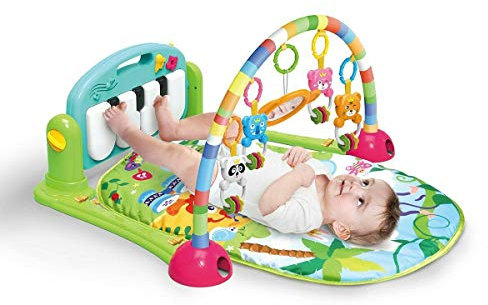 MEERO LONDON 666-7C-B New Born Baby Play Mat and Piano Activity Gym for New Born Babies and Toddlers, Discovery Carpet, Music, Rattle, Sound, Fun Animals Suitable from Birth Unisex