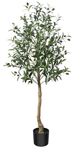 CROSOFMI Künstliche Olivenbaum Pflanzen 120cm Fake Tropische Plastik Pflanze Perfekte Große Pflanzen im Topf für Indoor Outdoor Haus Büro Garten Moderne Dekoration Housewarming Geschenk