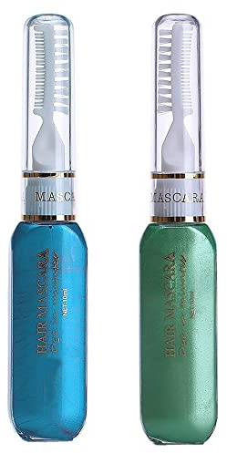 Temporary Hair Mascara Washable Temporary Hair Color Chalk Hair Dye Stick Non-toxic Instant Dye(Blue+Green)