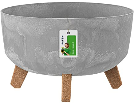 Prosperplast DGRL300LE Blumentopf mit Füßen 17,5 x Ø 28,5 cm Blumentopf Betonoptik Gracia Grau