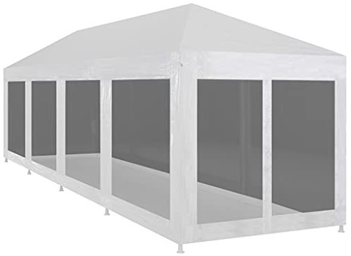 vidaXL Carpa de fiesta con 10 paredes laterales de malla, 12 x 3 m, carpa para jardín al aire libre