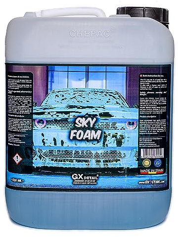 GxDetail Blue Foam 5 Litros – Espuma de Lavado Azul para Coche – Limpieza Profunda y Brillo Espectacular – Espuma Densa y pH Neutro – Seguro para Pintura - Efecto Nieve.
